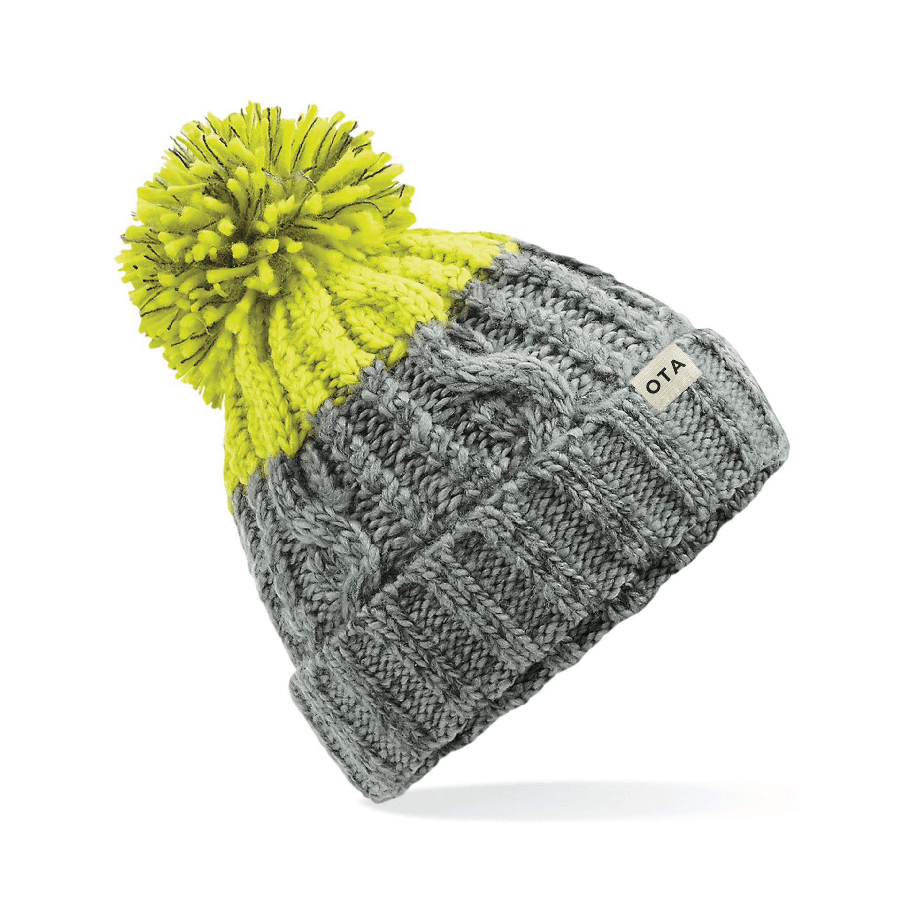 OTA Bobble Hat - Light Grey / Citron — product image 1